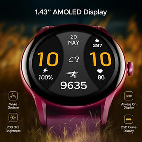 boAt Lunar Connect Ace | Round AMOLED Display Smartwatch with 1.43" (3.63 cm) Screen, Bluetooth Calling, 100+ Sports Modes