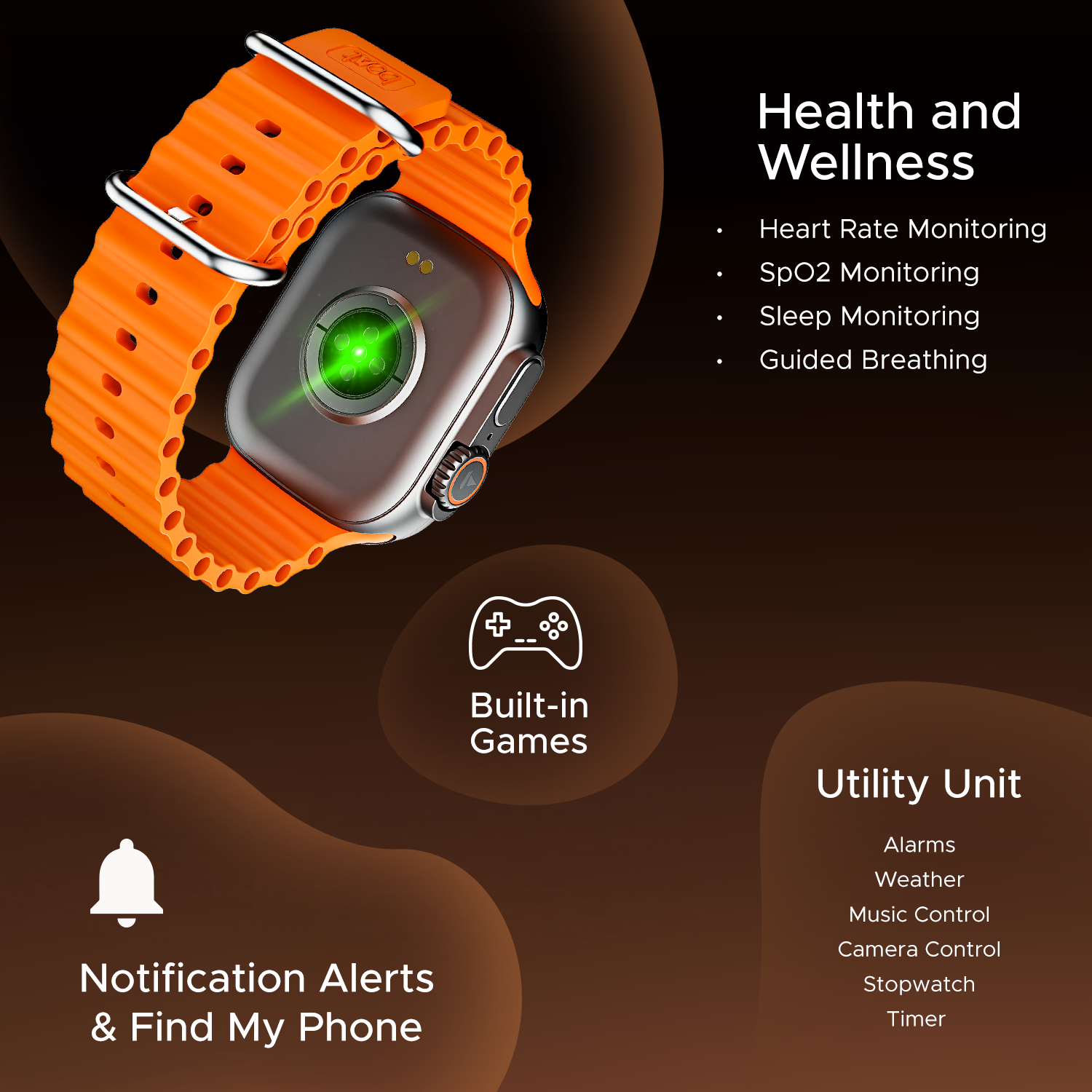 boAt Wave Aura | Smartwatch with 1.96" HD Display, 100+ Sports Modes, Functional Crown, Advanced BT Calling