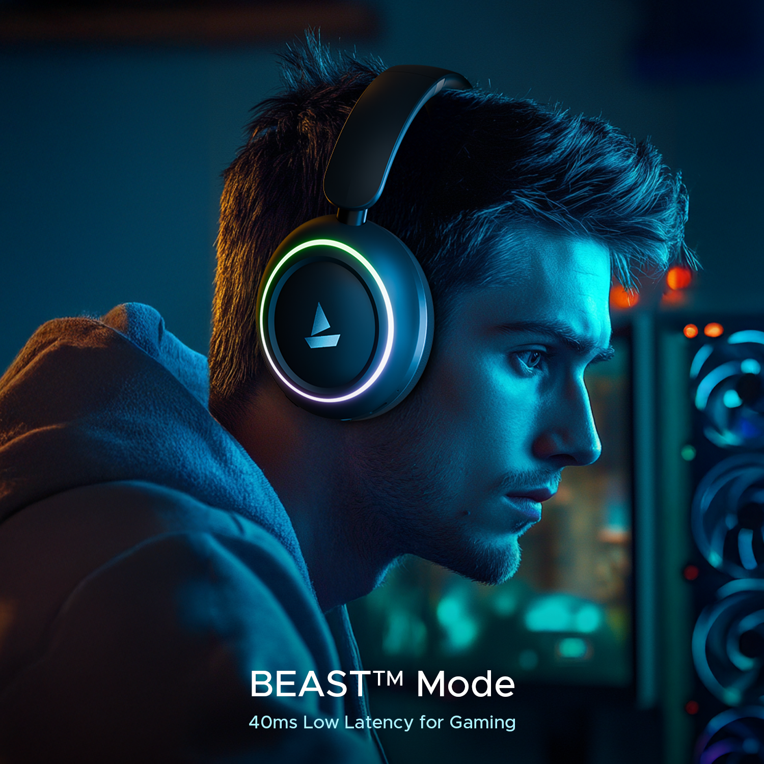 boAt Rockerz 480 | Wireless Headphone with BEAST™ Mode, Blazing RGB Lights with 6 Modes, 40mm Drivers, Bluetooth v5.3