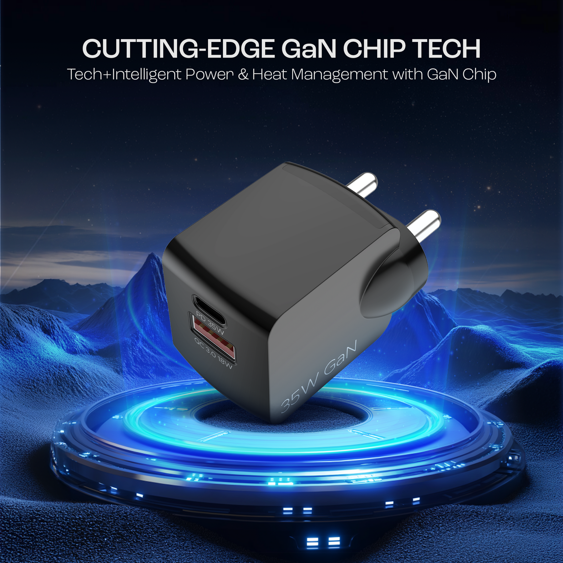 35W GAN Charger | 35W Fast Charger with GaN Chip Technology, 12 Layers of Smart IC Protection, Dual-Port Charging