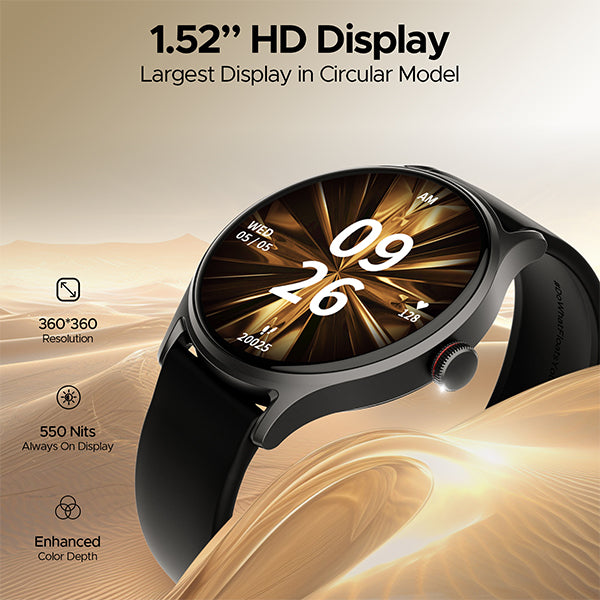 boAt Lunar Mirage | Smartwatch with 1.52" (3.86cm) Round HD Display, BT Calling, 100+ Sports Modes, Functional Crown