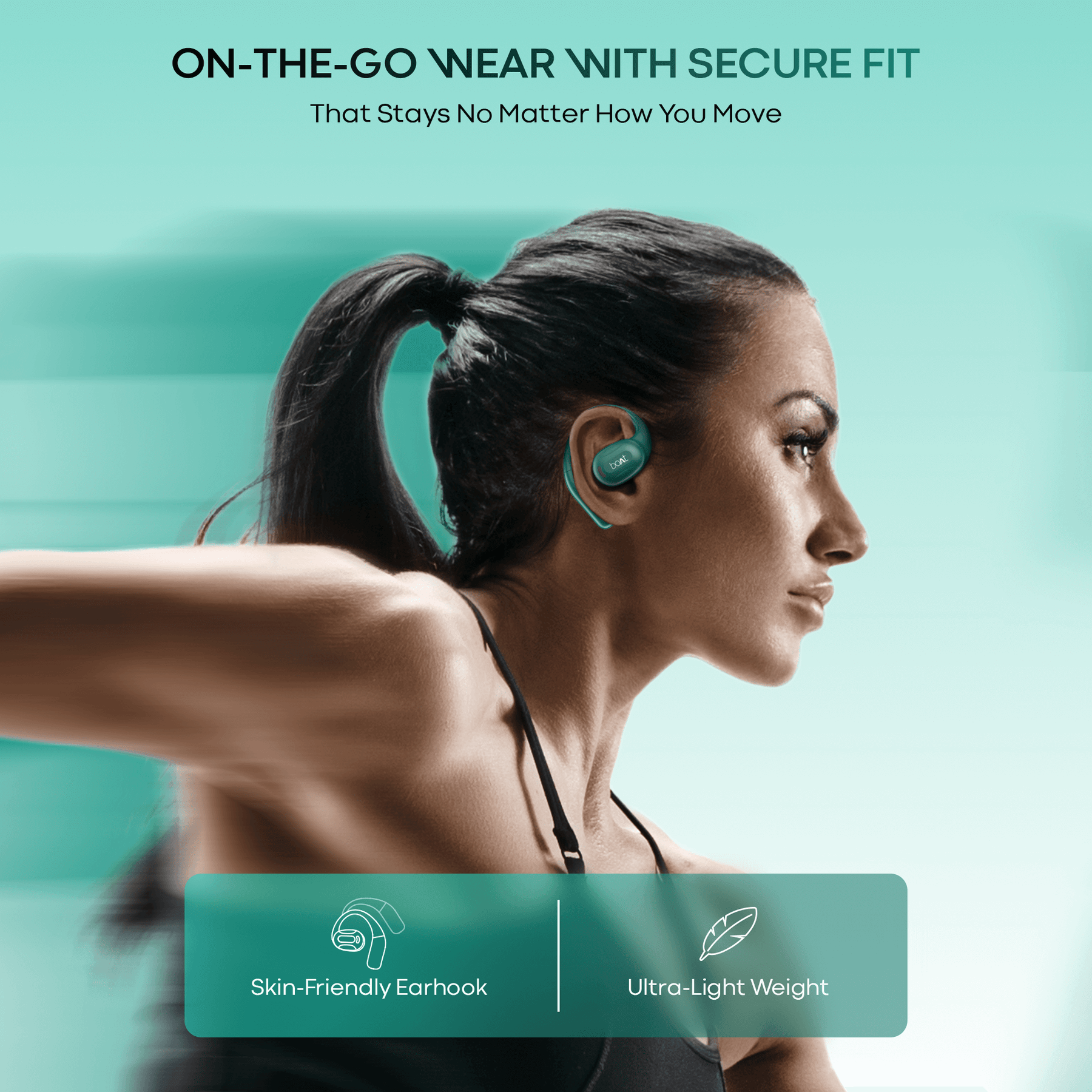 boAt Airdopes ProGear | Wireless Earbuds with 100 Hours Playback, Quad Mics with ENx™ Tech, Air Conduction Tech (Perfect for Outdoor Sports)