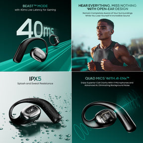 boAt Airdopes ProGear | Wireless Earbuds with 100 Hours Playback, Quad Mics with ENx™ Tech, Air Conduction Tech (Perfect for Outdoor Sports)