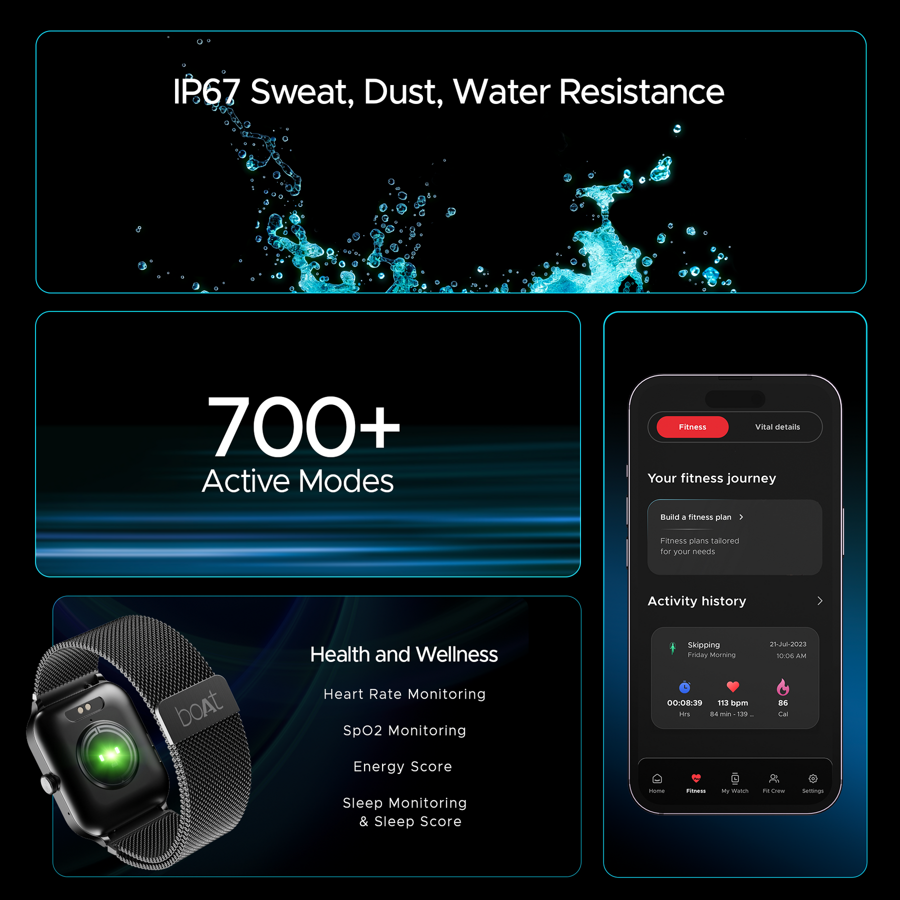 boAt Storm Call 3 Plus | Smartwatch with 1.96" HD Display, BT Calling, 700+ Activity Modes, SOS feature, Functional Crown