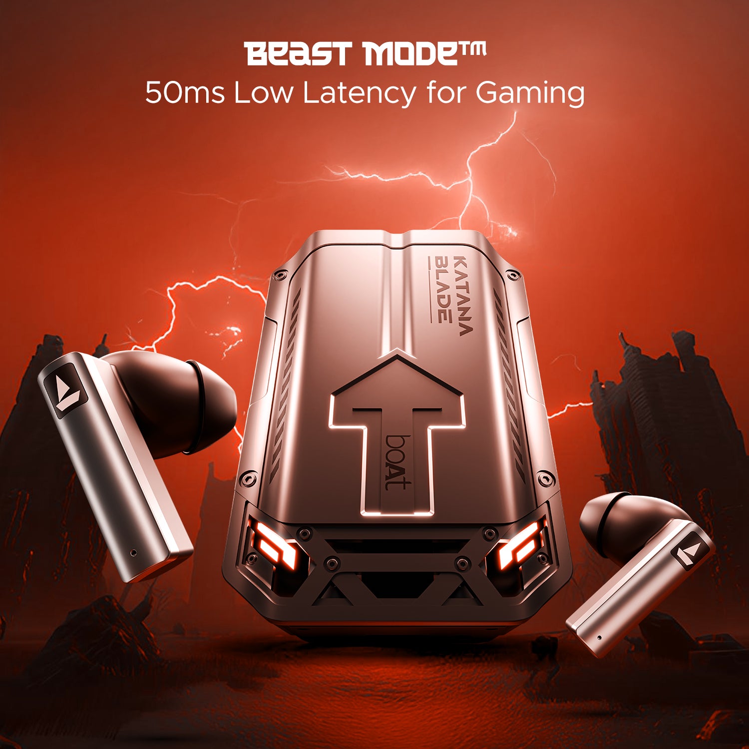 boAt Immortal katana Blade 2.0 | Bluetooth Gaming Wireless Earbuds with BEAST™Mode, Dynamic RGB LEDs, 70 Hours Playback