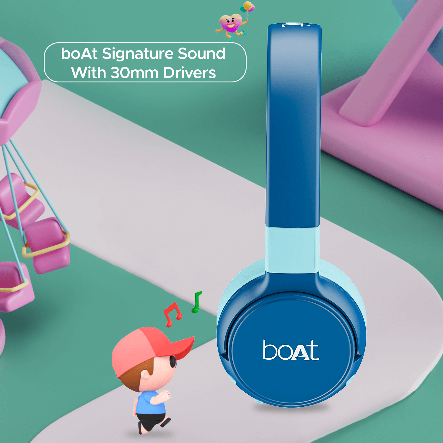 boAt Rockid Rush | Kids Wireless Bluetooth Headphone with 10Hours Playback, 30mm drivers, 85 dB Loudness Limit