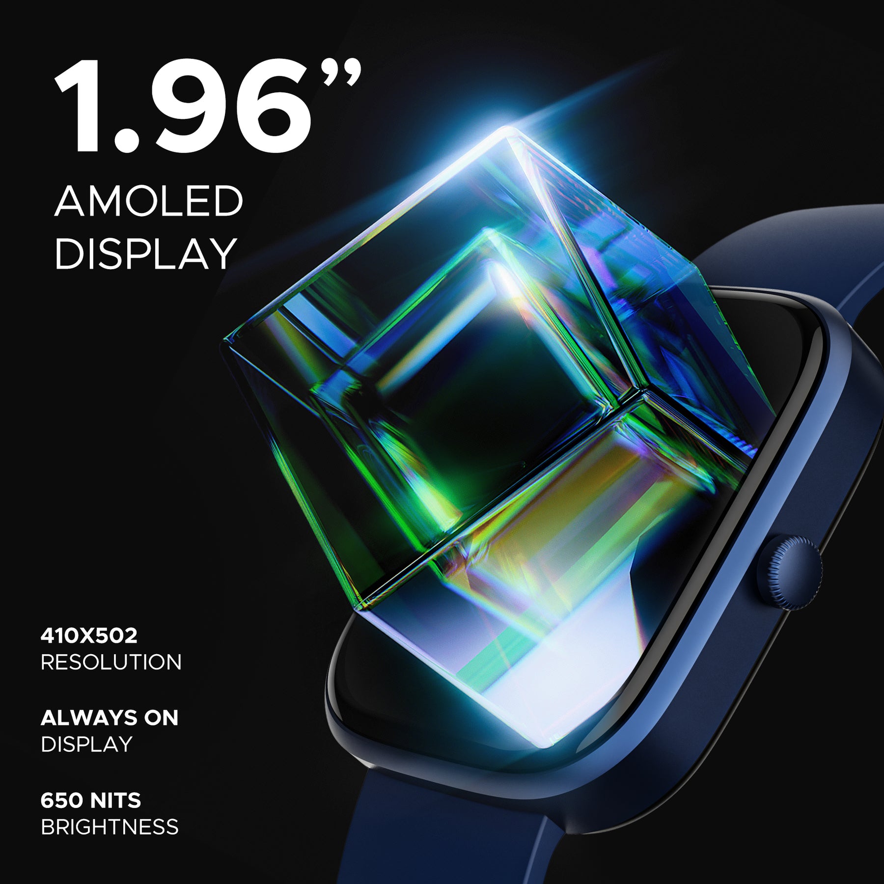 boAt Ultima Prism | Smartwatch with 1.96" (4.97cm) AMOLED Display, BT Calling, 700+ active modes, Watch Face Studio