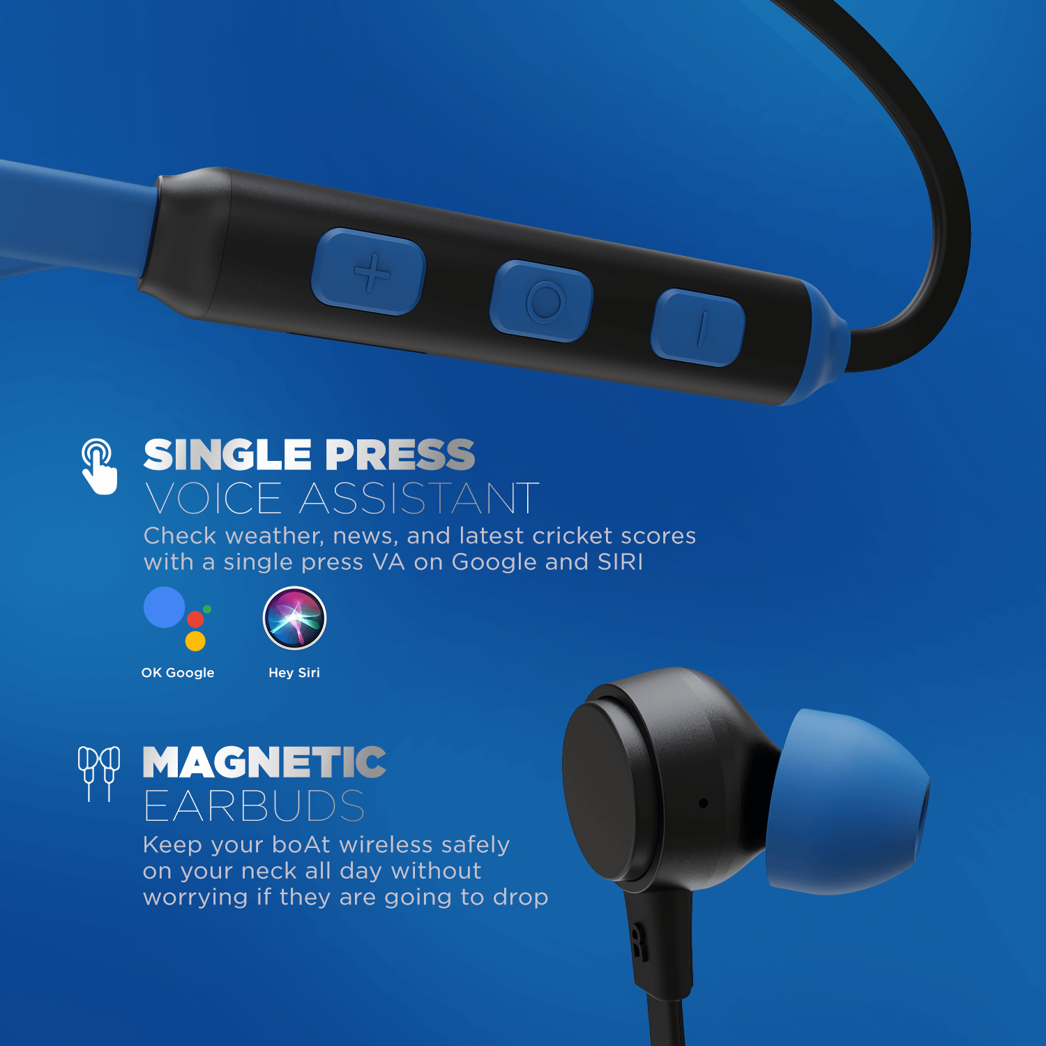 boAt Rockerz 103 Pro | Wireless Earphones with 10 mm Drivers, Single Press Voice Assistant, Up To 20 Hours Uninterrupted, ENx™ Technology